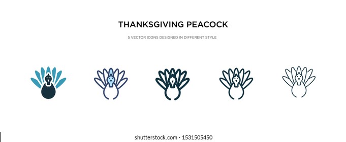 thanksgiving peacock icon in different style vector illustration. two colored and black thanksgiving peacock vector icons designed in filled, outline, line and stroke style can be used for web,