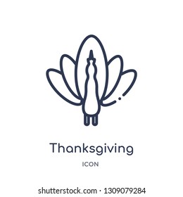 thanksgiving peacock icon from united states of america outline collection. Thin line thanksgiving peacock icon isolated on white background.