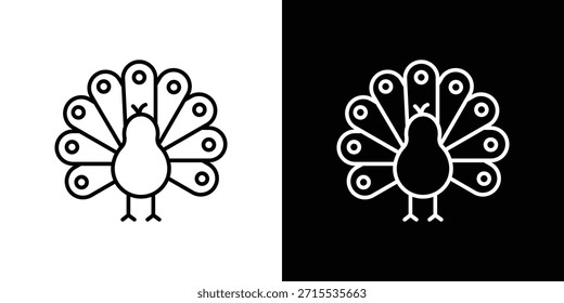 Iconos de pavo real de acción de gracias para Elementos de UI. Ilustración vectorial de alta calidad.