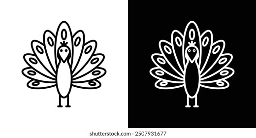 Thanksgiving peacock thin line vector icon set.