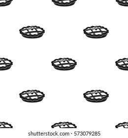 Thanksgiving pie icon in black style isolated on white background. Canadian Thanksgiving Day pattern stock vector illustration.