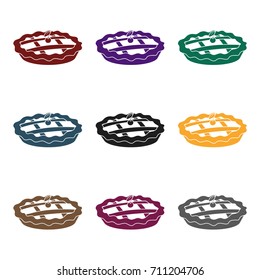 Thanksgiving pie icon in black style isolated on white background. Canadian Thanksgiving Day symbol stock vector illustration.