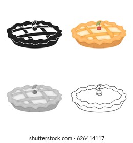 Thanksgiving pie icon in cartoon style isolated on white background. Canadian Thanksgiving Day symbol stock vector illustration.