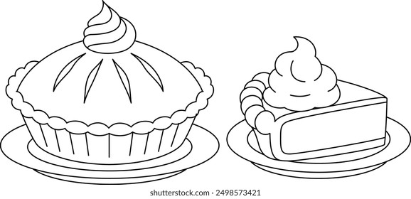 Thanksgiving pie outline coloring page. Thanksgiving hand drawn colouring 