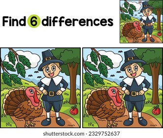Thanksgiving Pilgrim Boy Find The Differences