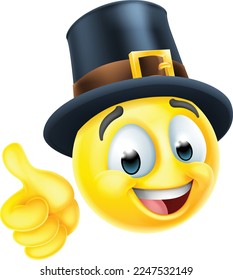 A thanksgiving pilgrim emoticon cartoon face icon