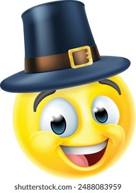 A thanksgiving pilgrim emoticon cartoon face icon

