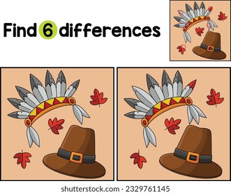 Thanksgiving Pilgrim Hat Find The Differences