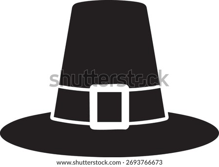 Thanksgiving Pilgrim Hat Silhouettes Simple Bold Buckle Traditional Design