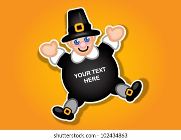 Thanksgiving Pilgrim Vector Sticker / Label
