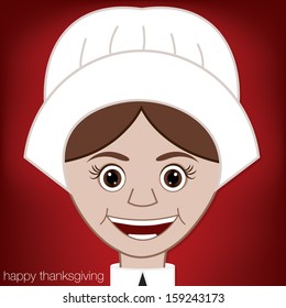 Thanksgiving Pilgrim woman character in vector format.