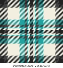 Thanksgiving plaid textile background, cut out vector seamless fabric. Comfortable pattern texture check tartan in white and teal colors palette.