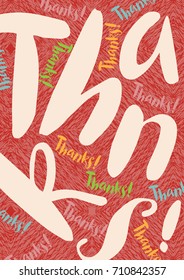 Thanksgiving postcard with a red textile background and an inscription