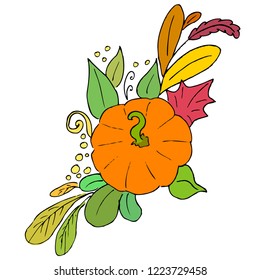 Thanksgiving pumpkin colorful doodle hand drawn pattern