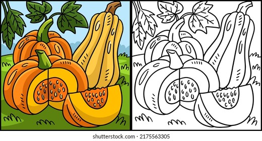 Thanksgiving Pumpkin Coloring Page Illustration