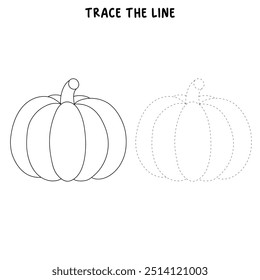 Thanksgiving pumpkin coloring pages for kids. Trace and color thanksgiving pumpkin. Thanksgiving pumpkin celebration coloring page worksheet printable. Kindergarten and preschool activity.