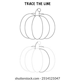 Thanksgiving pumpkin coloring pages for kids. Trace and color thanksgiving pumpkin. Thanksgiving pumpkin celebration coloring page worksheet printable. Kindergarten and preschool activity.