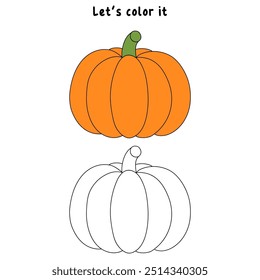 Thanksgiving pumpkin coloring pages for kids. Trace and color thanksgiving pumpkin. Thanksgiving pumpkin celebration coloring page worksheet printable. Kindergarten and preschool activity.