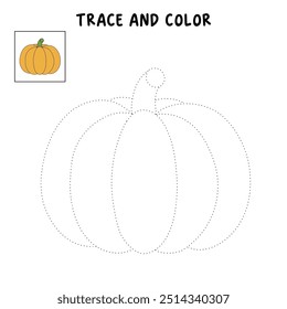 Thanksgiving pumpkin coloring pages for kids. Trace and color thanksgiving pumpkin. Thanksgiving pumpkin celebration coloring page worksheet printable. Kindergarten and preschool activity.