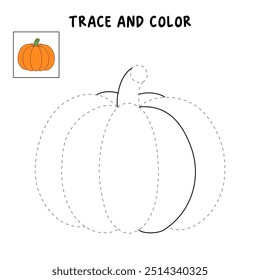 Thanksgiving pumpkin coloring pages for kids. Trace and color thanksgiving pumpkin. Thanksgiving pumpkin celebration coloring page worksheet printable. Kindergarten and preschool activity.