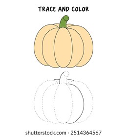 Thanksgiving pumpkin coloring pages for kids. Trace and color thanksgiving pumpkin. Thanksgiving pumpkin celebration coloring page worksheet printable. Kindergarten and preschool activity.
