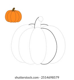 Thanksgiving pumpkin coloring pages for kids. Trace and color thanksgiving pumpkin. Thanksgiving pumpkin halloween celebration coloring page worksheet printable. Kindergarten and preschool.