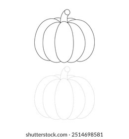Thanksgiving pumpkin coloring pages for kids. Trace and color thanksgiving pumpkin. Thanksgiving pumpkin halloween celebration coloring page worksheet printable. Kindergarten and preschool.
