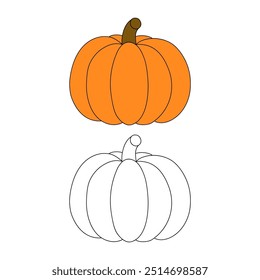Thanksgiving pumpkin coloring pages for kids. Trace and color thanksgiving pumpkin. Thanksgiving pumpkin halloween celebration coloring page worksheet printable. Kindergarten and preschool.