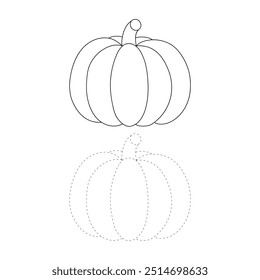 Thanksgiving pumpkin coloring pages for kids. Trace and color thanksgiving pumpkin. Thanksgiving pumpkin halloween celebration coloring page worksheet printable. Kindergarten and preschool.