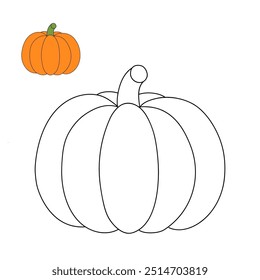 Dibujos para colorear de calabaza de Acción de Gracias para niños. Calabaza de acción de gracias con trazas y colores. Hoja de trabajo para colorear de la celebración de la calabaza de Acción de Gracias imprimible. Actividades de jardín de infantes y preescolar.