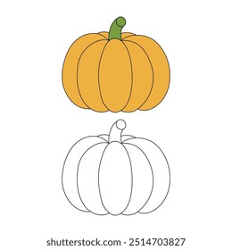 Thanksgiving pumpkin coloring pages for kids. Trace and color thanksgiving pumpkin. Thanksgiving pumpkin celebration coloring page worksheet printable. Kindergarten and preschool activity.