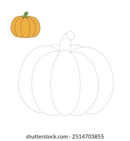 Dibujos para colorear de calabaza de Acción de Gracias para niños. Calabaza de acción de gracias con trazas y colores. Hoja de trabajo para colorear de la celebración de la calabaza de Acción de Gracias imprimible. Actividades de jardín de infantes y preescolar.