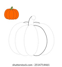 Thanksgiving pumpkin coloring pages for kids. Trace and color thanksgiving pumpkin. Thanksgiving pumpkin celebration coloring page worksheet printable. Kindergarten and preschool activity.