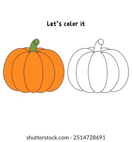 Thanksgiving pumpkin coloring pages for kids. Trace and color thanksgiving pumpkin. Thanksgiving pumpkin celebration coloring page worksheet printable. Kindergarten and preschool activity.
