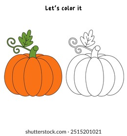 Thanksgiving pumpkin coloring pages for kids. Trace and color thanksgiving pumpkin vector. Thanksgiving pumpkin celebration coloring page worksheet printable. Kindergarten and preschool activity.