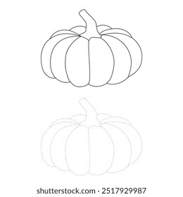 Dibujos para colorear de calabaza de Acción de Gracias para niños. Calabaza de acción de gracias con trazas y colores. Hoja de trabajo para colorear de la celebración de la calabaza de Acción de Gracias imprimible. Actividades de jardín de infantes y preescolar.