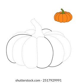 Dibujos para colorear de calabaza de Acción de Gracias para niños. Calabaza de acción de gracias con trazas y colores. Hoja de trabajo para colorear de la celebración de la calabaza de Acción de Gracias imprimible. Actividades de jardín de infantes y preescolar.