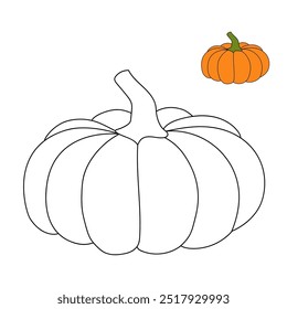 Dibujos para colorear de calabaza de Acción de Gracias para niños. Calabaza de acción de gracias con trazas y colores. Hoja de trabajo para colorear de la celebración de la calabaza de Acción de Gracias imprimible. Actividades de jardín de infantes y preescolar.