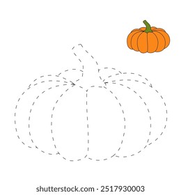 Dibujos para colorear de calabaza de Acción de Gracias para niños. Calabaza de acción de gracias con trazas y colores. Hoja de trabajo para colorear de la celebración de la calabaza de Acción de Gracias imprimible. Actividades de jardín de infantes y preescolar.