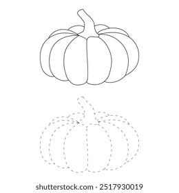 Dibujos para colorear de calabaza de Acción de Gracias para niños. Calabaza de acción de gracias con trazas y colores. Hoja de trabajo para colorear de la celebración de la calabaza de Acción de Gracias imprimible. Actividades de jardín de infantes y preescolar.