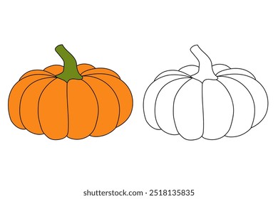 Dibujos para colorear de calabaza de Acción de Gracias para niños. Calabaza de acción de gracias con trazas y colores. Hoja de trabajo para colorear de la celebración de la calabaza de Acción de Gracias imprimible. Actividades de jardín de infantes y preescolar.