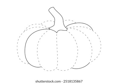 Dibujos para colorear de calabaza de Acción de Gracias para niños. Calabaza de acción de gracias con trazas y colores. Hoja de trabajo para colorear de la celebración de la calabaza de Acción de Gracias imprimible. Actividades de jardín de infantes y preescolar.