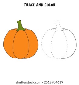 Thanksgiving pumpkin coloring pages for kids. Trace and color thanksgiving pumpkin. Thanksgiving pumpkin celebration coloring page worksheet printable. Kindergarten and preschool activity.