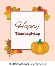Thanksgiving Pumpkin Frame. National holiday concept vector illustration