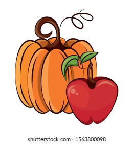 thanksgiving pumpkin vegetable isolated icon vector illustration design