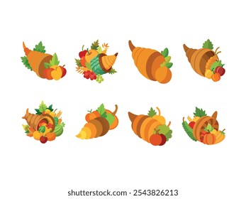 Thanksgiving Pumpkins and Cornucopia elemants design