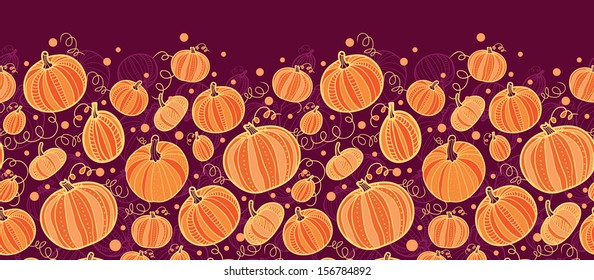 Thanksgiving pumpkins horizontal border seamless pattern background