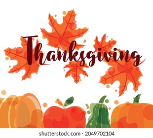 thanksgiving pumpkins and leaves card