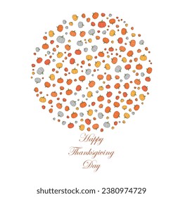 Thanksgiving pumpkins. Vector elements with colourful pumpkins. Happy Thanksgiving day. Harvest festival. Thanksgiving greeting card design.