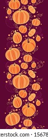 Thanksgiving pumpkins vertical border seamless pattern background